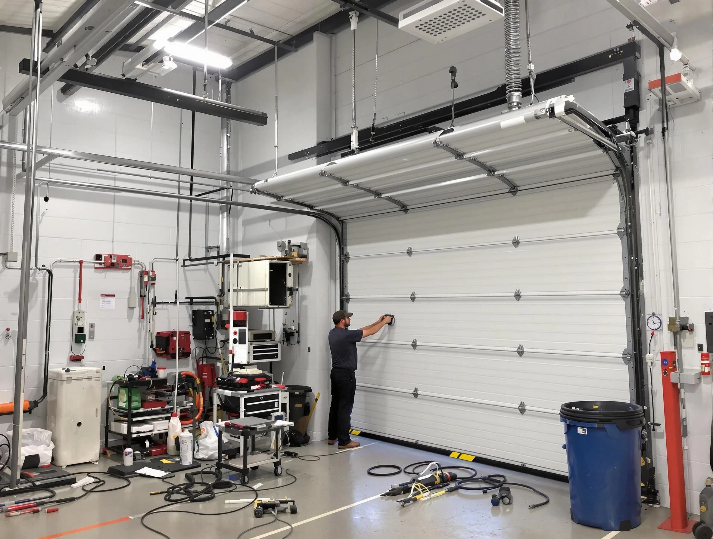 Lodi Garage Door Repair certified technician performing commercial door repair at a Lodi business facility