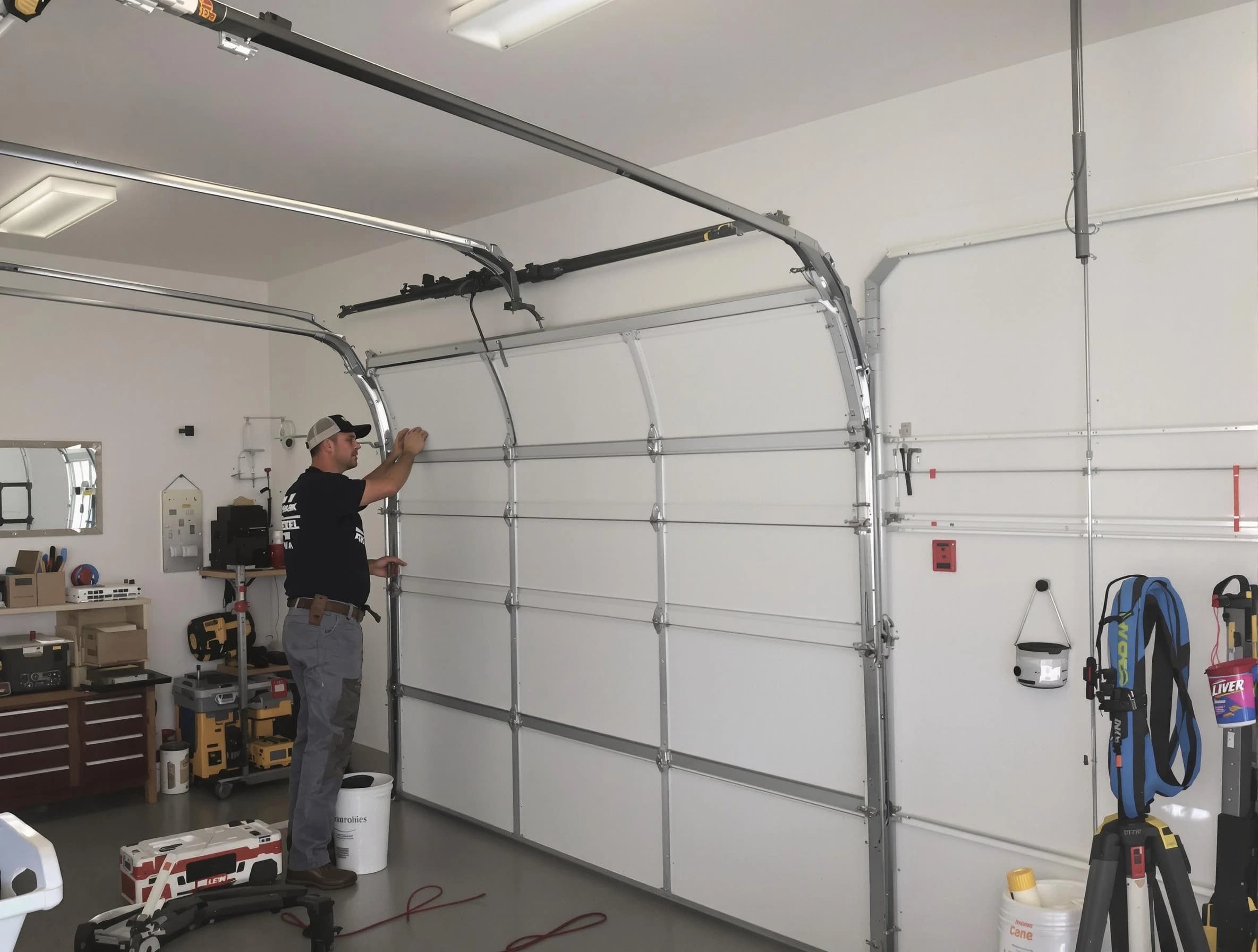 Lodi Garage Door Repair team installing new garage door in Lodi