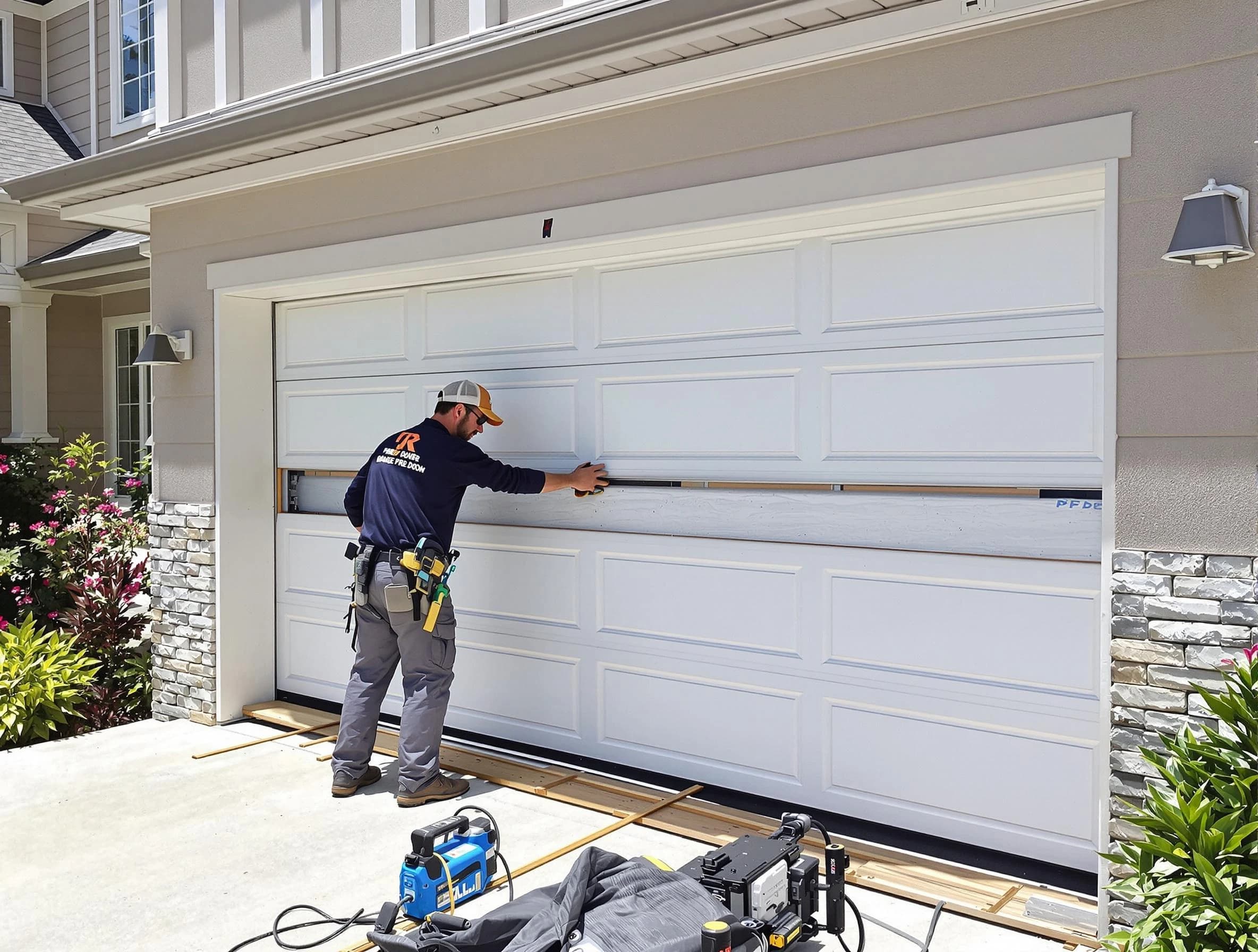 Lodi Garage Door Repair team performing complete garage door replacement at Lodi residence