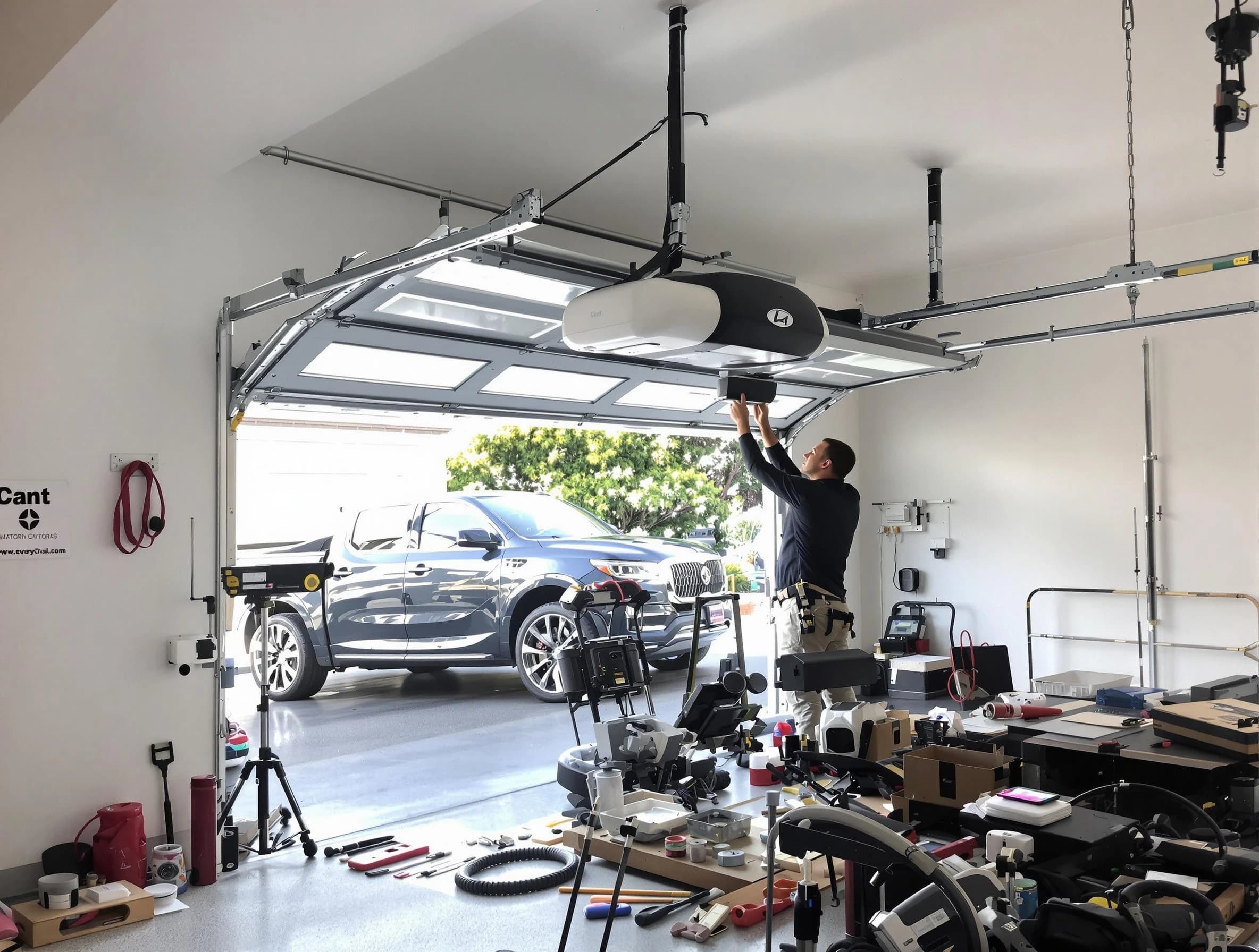Lodi Garage Door Repair specialist installing smart garage door opener system in Lodi home