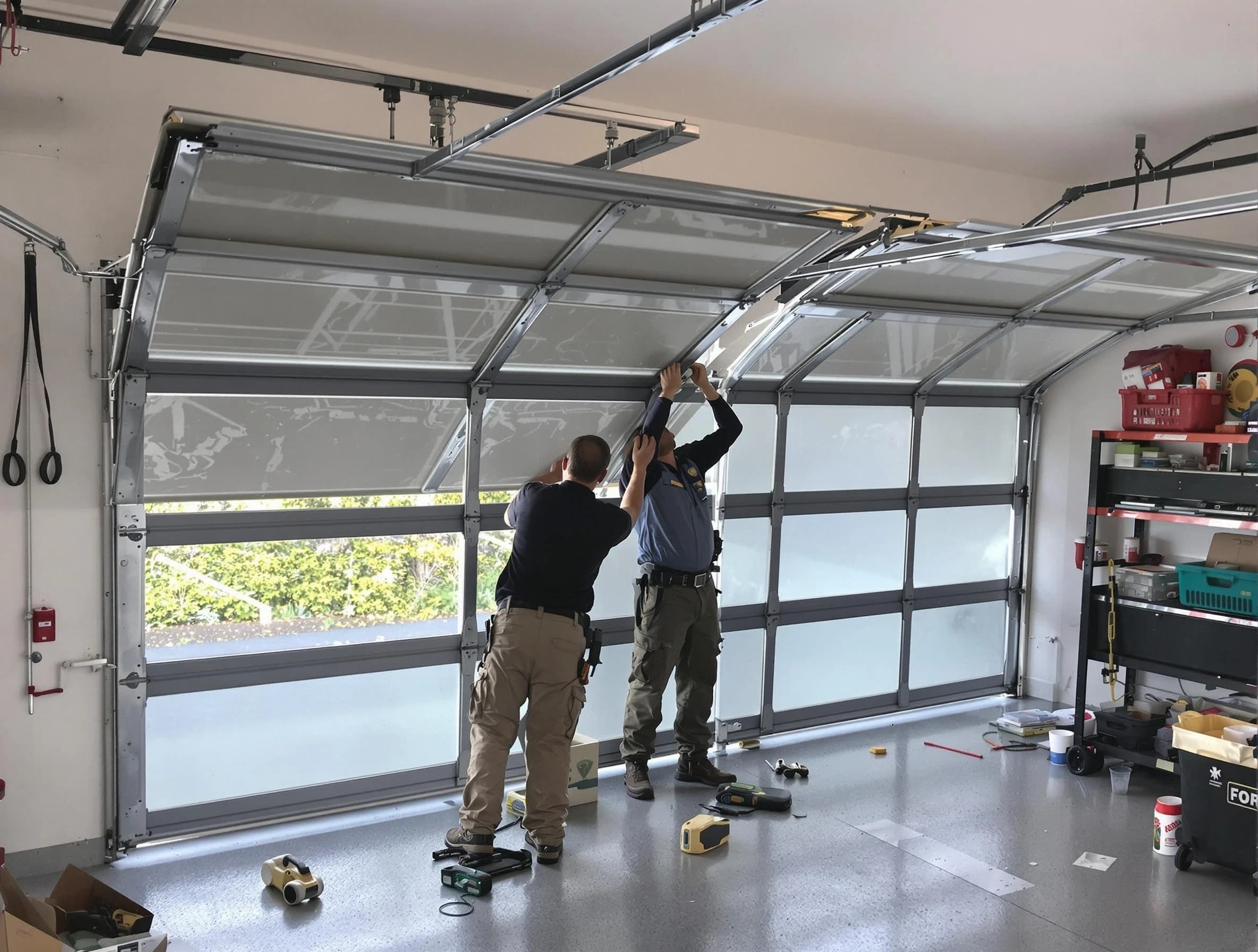 Lodi Garage Door Repair expert performing precise panel replacement on Lodi garage door