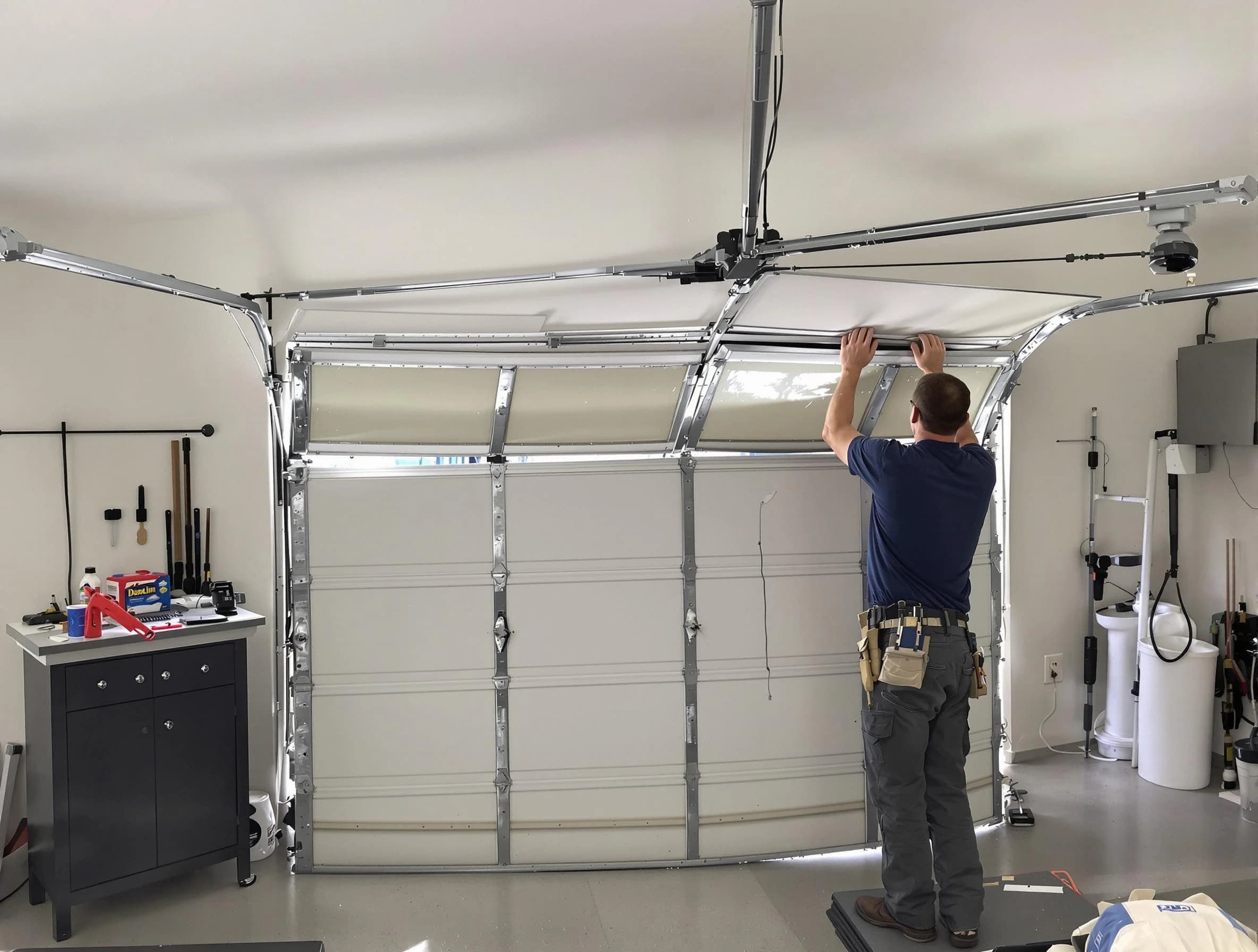 Lodi Garage Door Repair specialist performing precise section replacement on Lodi garage door