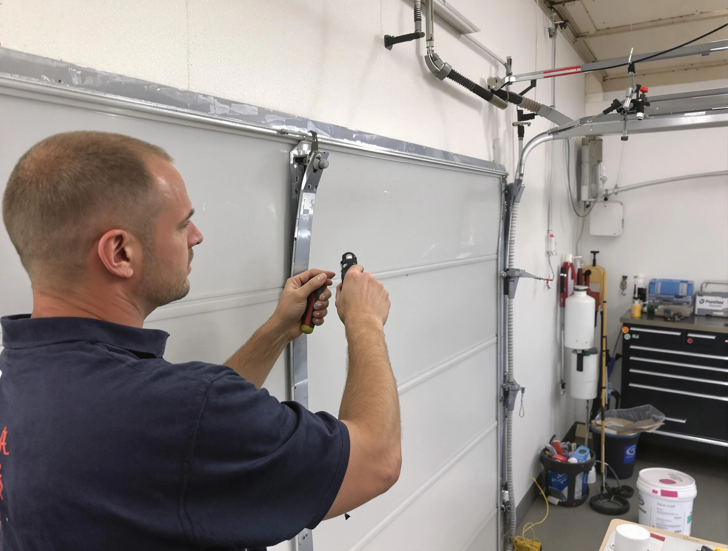Before and after garage door dent repair by Lodi Garage Door Repair in Lodi